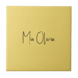 Trend Color - Zachte gele naam keramische Tegel Tegeltje