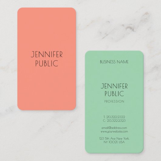 Trend Colors Custom Moderne Sjabloon Elegant Visitekaartje (Voorkant / Achterkant)