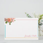 Trend Colors Waterverf Rozen Handschrift Sjabloon Briefpapier (Staand voorkant)