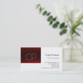 Trend Dark Red Stripe White Monogram Visitekaartje (Staand voorkant)