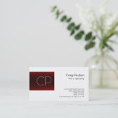 Trend Dark Red White Monogram Visitekaartje (Staand voorkant)