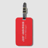 Trend helder rood professioneel gewoon modern eleg bagagelabel (Voorkant (verticaal))