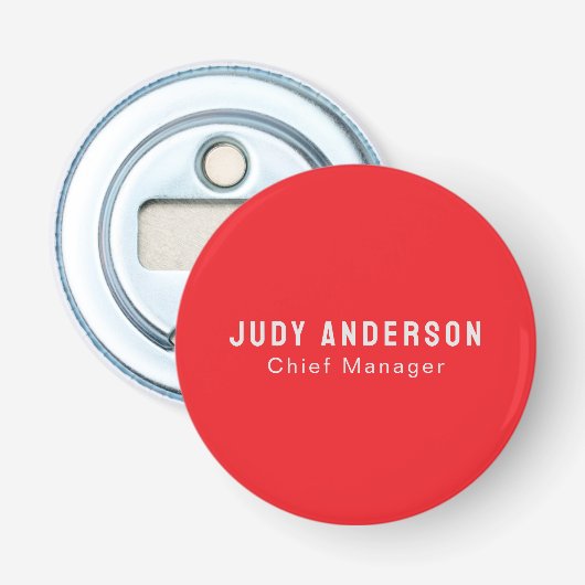 Trend helder rood professioneel gewoon modern eleg button flesopener (Voorkant)