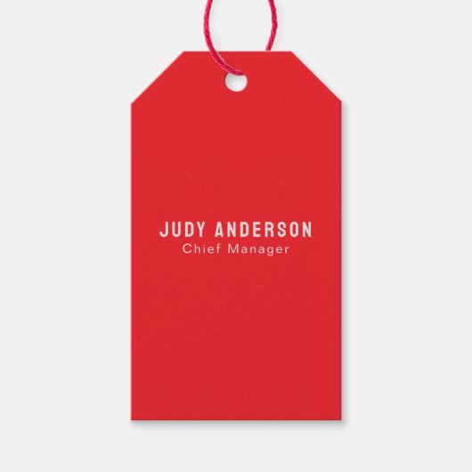 Trend helder rood professioneel gewoon modern eleg cadeaulabel (Voorkant)