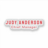 Trend helder rood professioneel gewoon modern eleg sticker (Voorkant)