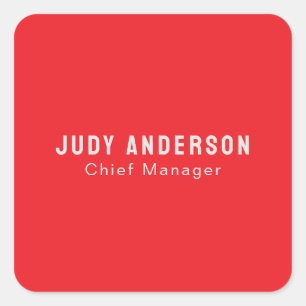Trend helder rood professioneel gewoon modern eleg vierkante sticker