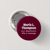 Trend Kleur Donker Bourgondië Naam & Tekst Button (Voorkant /achterkant)