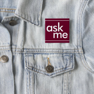 Trend Kleur Donker Burgundy - Vraag het mij knop Vierkante Button 5,1 Cm