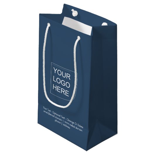Trend Kleur - Ernstig Blau Klein Logo Cadeautas (Voorkant Gekanteld)