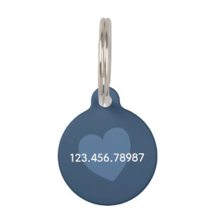 Trend Kleur - Ernstige Blau Hart ID Tag voor Huisd Huisdierpenning