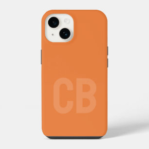 Trend Kleur Fresh Tangerine Minimalistische Monogr iPhone 14 Hoesje