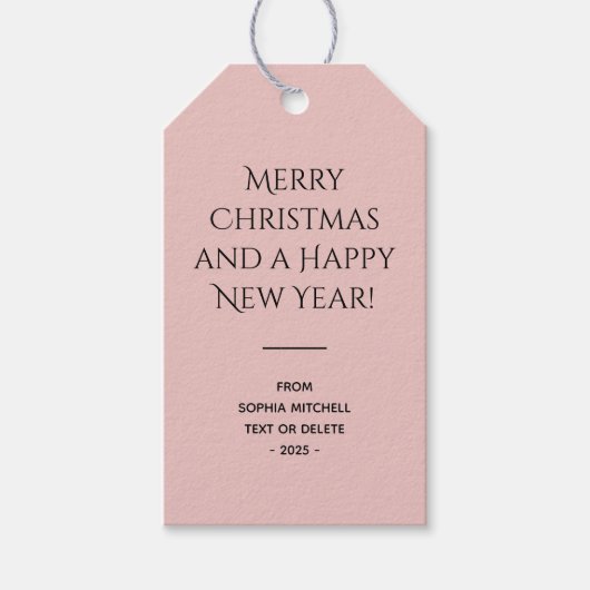 Trend Kleur Licht Roze Kerstmis Cadeaulabel (Voorkant)