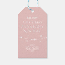 Trend Kleur - Licht Roze Sneeuwvlok Cadeautags Cadeaulabel