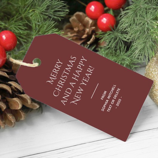 Trend Kleur Mahonie Bruin Minimalist Cadeaulabel