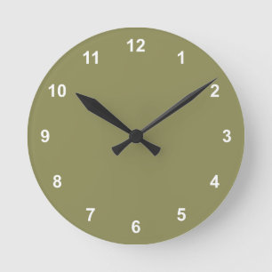 Trend Kleur - Olijfgroene Ronde Klok Met Cijfers