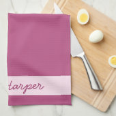 Trend Kleur Roze Paarse Berry - Naam Keuken Handdo Theedoek (Quarter Fold)