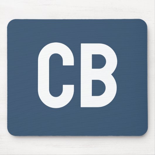 Trend Kleur Serious Blauw Monogram Mousepad Muismat (Voorkant)