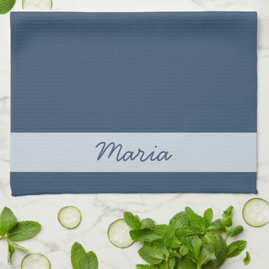 Trend Kleur Serious Blauwe Naam Keukenhanddoek (Gevouwen)