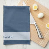 Trend Kleur Serious Blauwe Naam Keukenhanddoek (Quarter Fold)