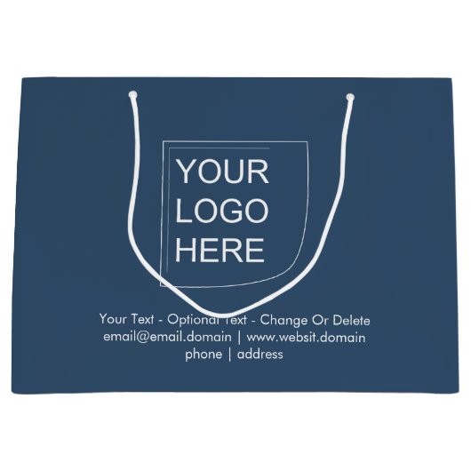 Trend Kleur - Serious Blue Grote Logo Cadeautas (Voorkant)