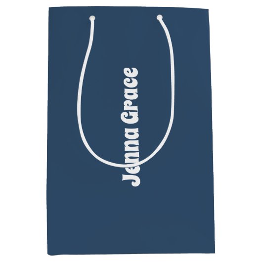 Trend Kleur - Serious Blue Medium Naam Gift Bag Medium Cadeauzakje (Voorkant)