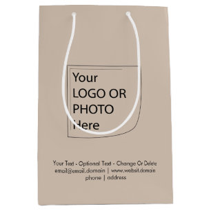 Trend Kleur - Soft Taupe Midden Logo Cadeautas