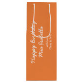 Trend Kleur Verse Tangerine  Gift Bag Wijn Cadeautas (Voorkant)