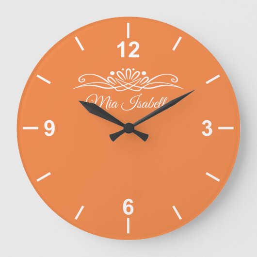 Trend Kleur Verse Tangerine Grote Wandklok (Voorkant)