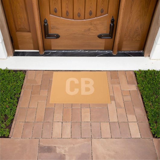 Trend Kleur Zacht Sinaasappel Monogram Deurmat (Buiten)