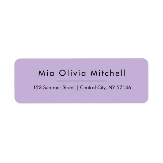 Trend Kleur Zacht Violet Eenvoudige Adresetiketten Etiket (Voorkant)