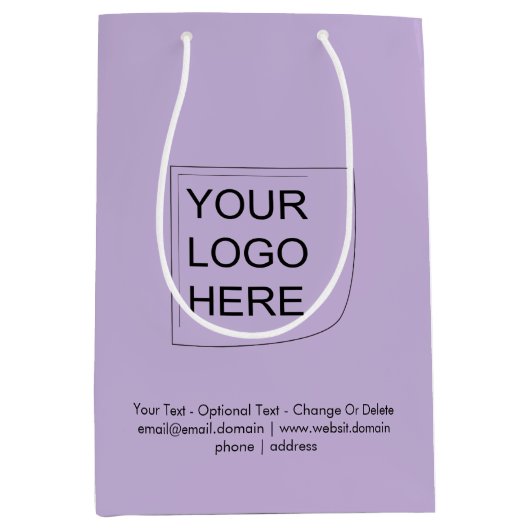 Trend Kleur - Zachte Paarse Midden Logo Cadeautas (Voorkant)