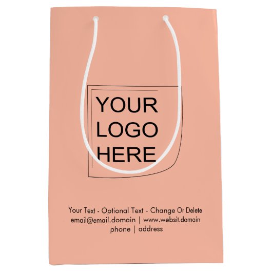 Trend Kleur - Zachte Perzik Midden Logo Cadeautas (Voorkant)