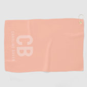 Trend Kleur Zachte Perzik Monogram Golf Handdoek (Horizontaal)
