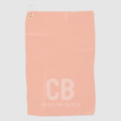 Trend Kleur Zachte Perzik Monogram Golf Handdoek (Voorkant)