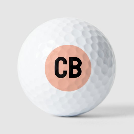 Trend Kleur Zachte Perzik Monogram Golfballen (Voorkant)