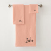 Trend Kleur Zachte Perzik Naam Badhanddoek Set Bad Handdoek (Insitu)