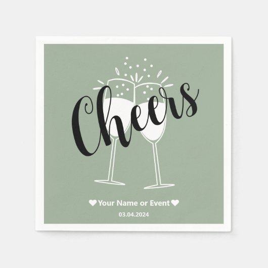 Trend Kleur Zachte Sage Cheers Papieren servetten (Voorkant)