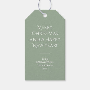 Trend Kleur Zachte Sage Kerstmis Cadeaulabel