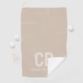 Trend Kleur Zachte Taupe Monogram Golf Handdoek (Insitu)