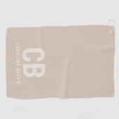 Trend Kleur Zachte Taupe Monogram Golf Handdoek (Horizontaal)