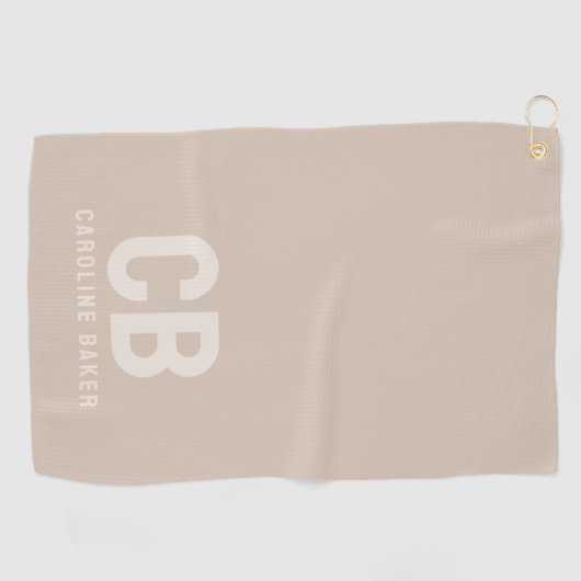 Trend Kleur Zachte Taupe Monogram Golf Handdoek (Horizontaal)