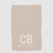 Trend Kleur Zachte Taupe Monogram Golf Handdoek (Voorkant)