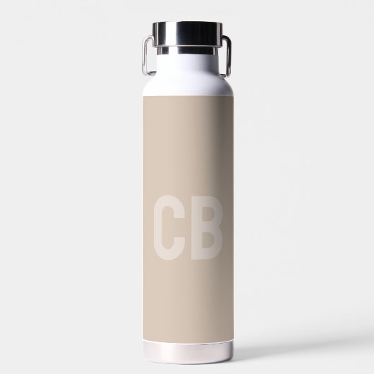 Trend Kleur Zachte Taupe Monogram Waterfles (Voorkant)