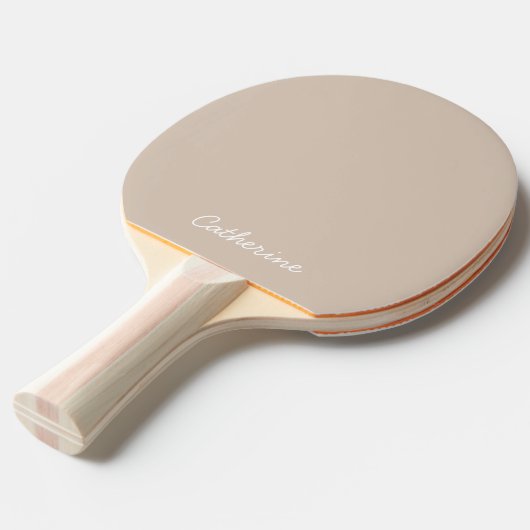 Trend Kleur Zachte Taupe Ping Pong Paddle Tafeltennisbatje (Voorkant Gekanteld)