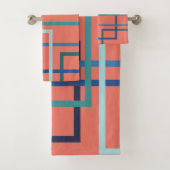 Trend kleuren Pantone 2019 blauw en groene vierkan Bad Handdoek (Insitu)