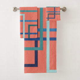 Trend kleuren Pantone 2019 blauw en groene vierkan Bad Handdoek