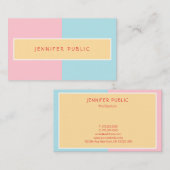 Trend Kleuren Roze Geel Blauw Elegant Modern Chic Visitekaartje (Voorkant / Achterkant)