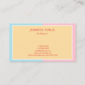 Trend Kleuren Roze Geel Blauw Elegant Modern Chic Visitekaartje (Achterkant)
