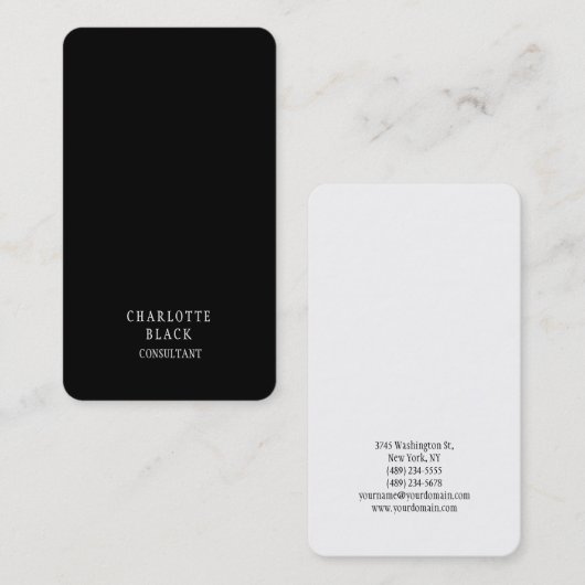 Trend Minimalist Zwart Wit Creatieve Eenvoudige Vl Visitekaartje (Voorkant / Achterkant)