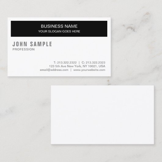 Trend modern, elegant zwart, stijlvol design visitekaartje (Voorkant / Achterkant)